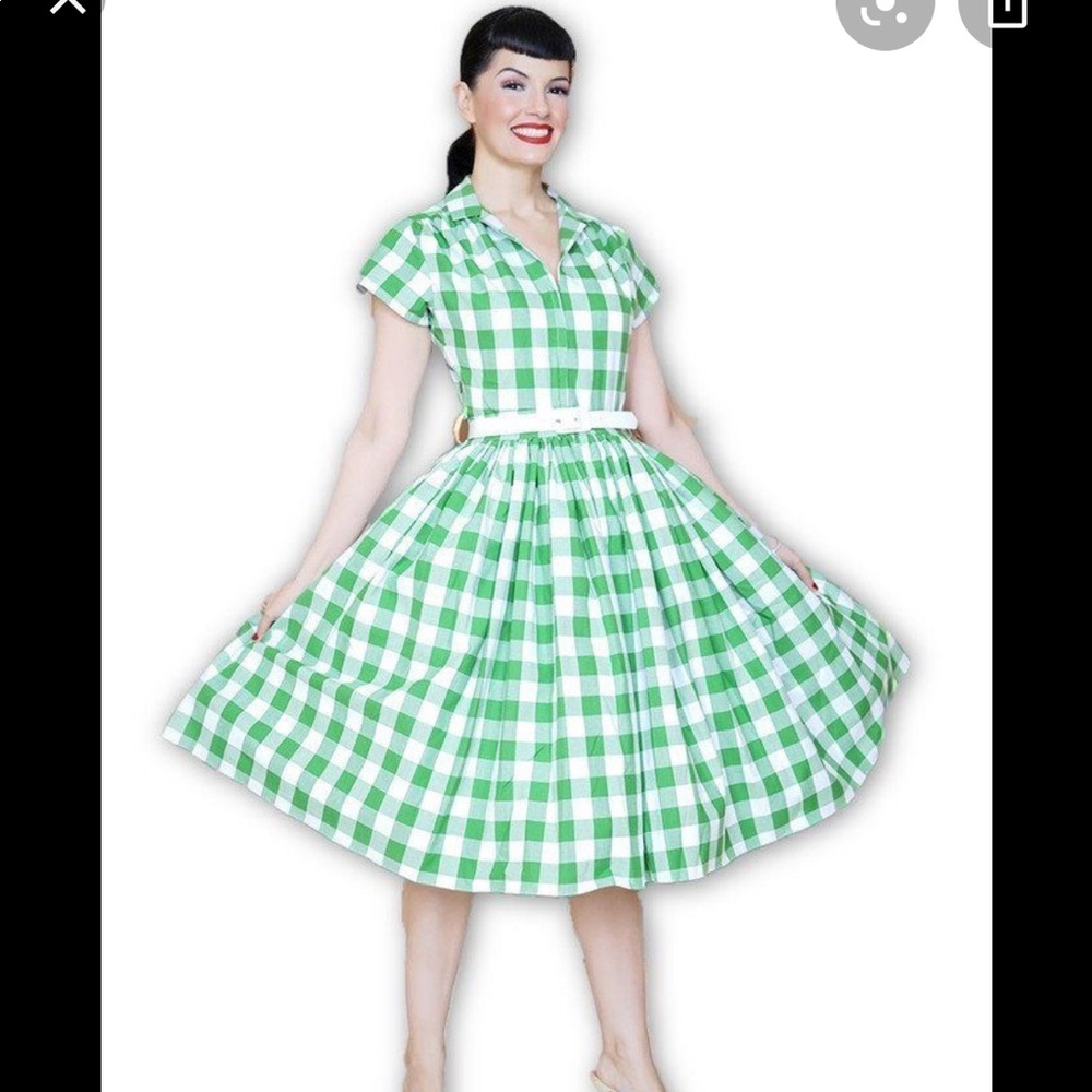 Bernie Dexter green gingham Kelly XS